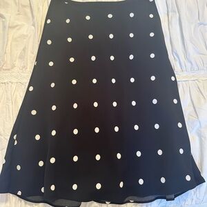 Ann Taylor Black and White Polka Dot A-Line Skirt